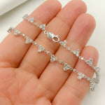 Load image into Gallery viewer, NFU70718. 14K Solid White Gold Diamond Triangles Necklace