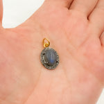 Load image into Gallery viewer, DSP049. Diamond & Sterling Silver Oval Charm with Gemstone