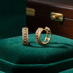 Load image into Gallery viewer, EHF57387. 14K Solid Yellow Gold Diamond Hoop Earrings