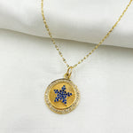 Load image into Gallery viewer, 14K Solid Gold Diamonds & Gemstone Star Round Charm. GDP361