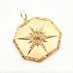 Load image into Gallery viewer, Buy 14K Solid Gold Diamond Octagon Star Charm