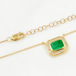 Load image into Gallery viewer, 14k Gold Gemstone and Diamond Rectangle Necklace