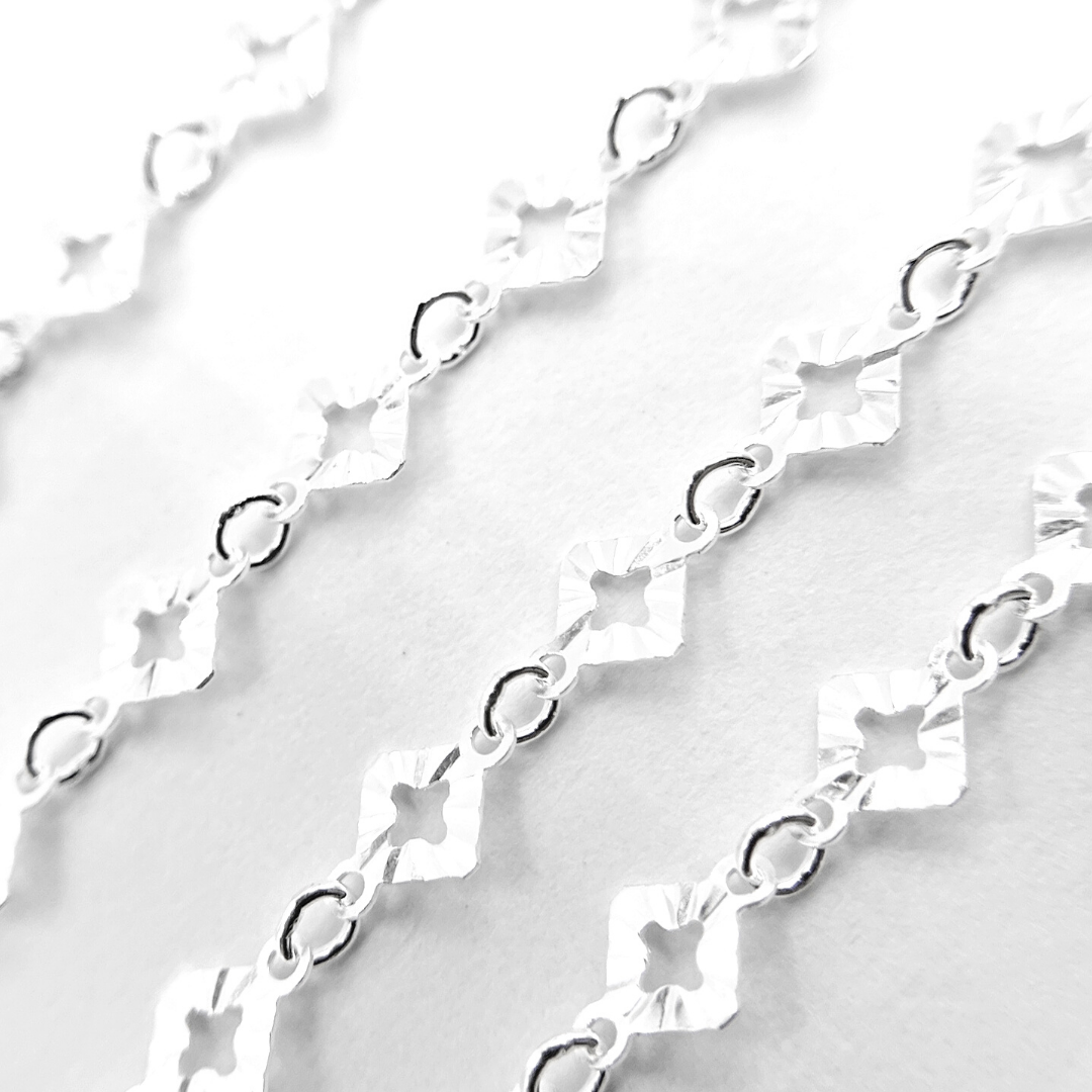 Sterling Silver Hammered Diamond Shape Link Chains