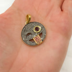 Load image into Gallery viewer, DP251. Diamond Sterling Silver Emoji Pendant with Gemstone
