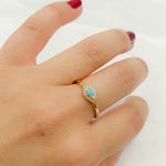 Load image into Gallery viewer, 14K Solid Gold Diamond and Turquoise Eye Ring.