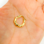 Load image into Gallery viewer, GER134. 14K Gold Twisted Hollow Hoop Earrings