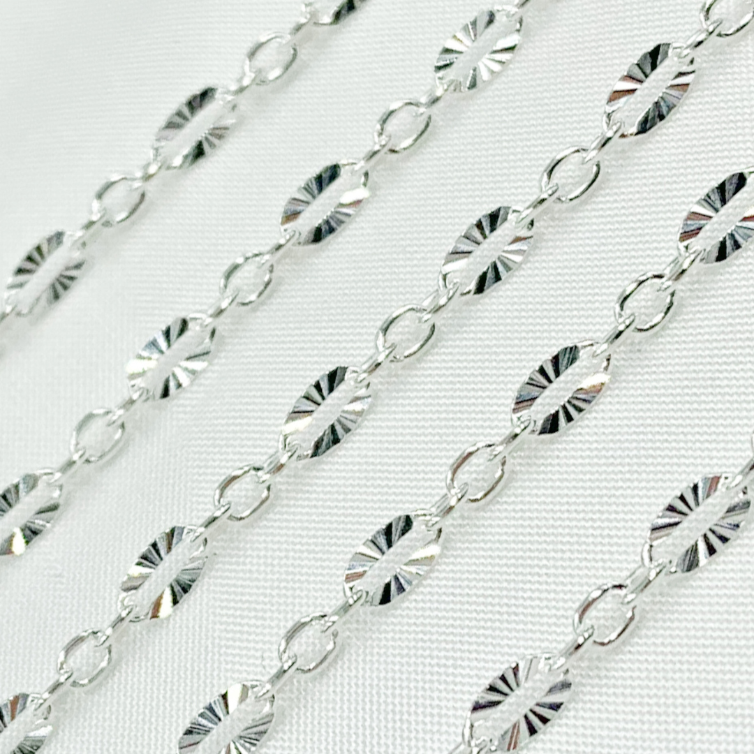 Z104SS. Sterling Silver Diamond Cut & Smooth Oval Link Chain.