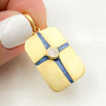 Load image into Gallery viewer, Sterling Silver Rectangle Enamel Pendant with Gemstones