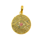 Load image into Gallery viewer, DP043. Diamond & Sterling Silver Round Evil Eye Pendant with Gemstone in the center