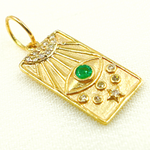Load image into Gallery viewer, 14K Solid Gold Diamond and Gemstone Rectangle Eye Charm