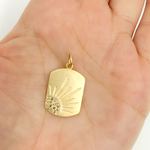 Load image into Gallery viewer, 14K Solid Gold Diamond Rectangle Shape Charm with Sun. GDP48