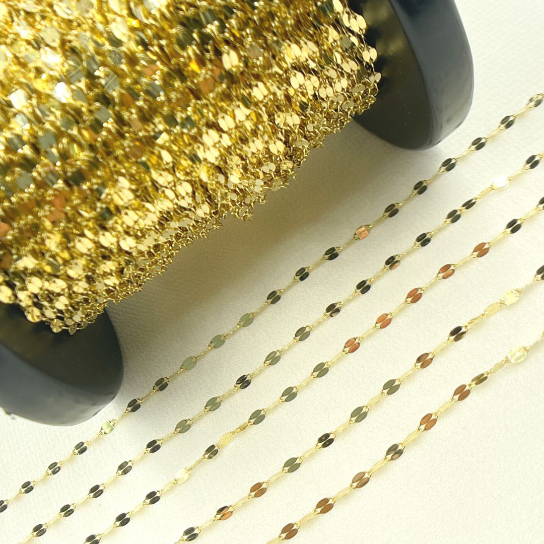 14K Solid Gold Flat Marina Link Unfinished Chain