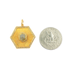 Load image into Gallery viewer, 14K Solid Gold Hexagonal Charm with Diamonds. CGDP48