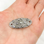 Load image into Gallery viewer, Diamond & Sterling Silver Curved Oval Connector with Gemstones