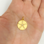 Load image into Gallery viewer, 14K Solid Gold Diamonds Circle Charm with Star in the Center. GDP96