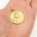 Load image into Gallery viewer, Sterling Silver Round Moon and Stars Pendant