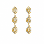 Load image into Gallery viewer, EFH52033. 14K Solid Gold and Diamonds 3 Hexagons Dangle Earrings
