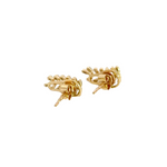 Load image into Gallery viewer, ER414984Y. 14k Solid Gold Diamond Leaf Stud Earrings