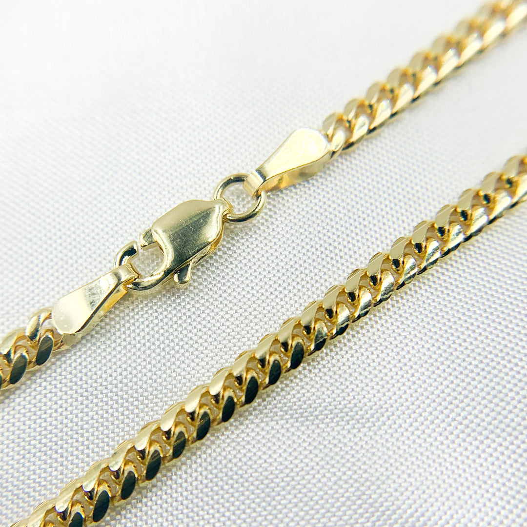 14K Solid Yellow Gold Flat Curb Necklace