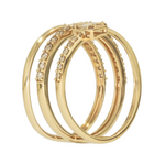 Load image into Gallery viewer, 14K Solid Gold Three Rows Fancy Diamond Ring
