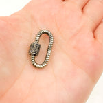 Load image into Gallery viewer, Diamond Sterling Silver Oval Twisted Wire Carabiner Clasp with Gemstones