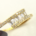 Load image into Gallery viewer, 14K Solid Gold Diamond Double Line Ring.