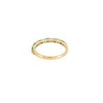 Load image into Gallery viewer, 14k Solid Gold Diamond and Emerald Half Eternity Ring.