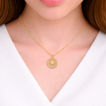 Load image into Gallery viewer, GDP216. 14K Solid Gold Diamond Star Circle Charm
