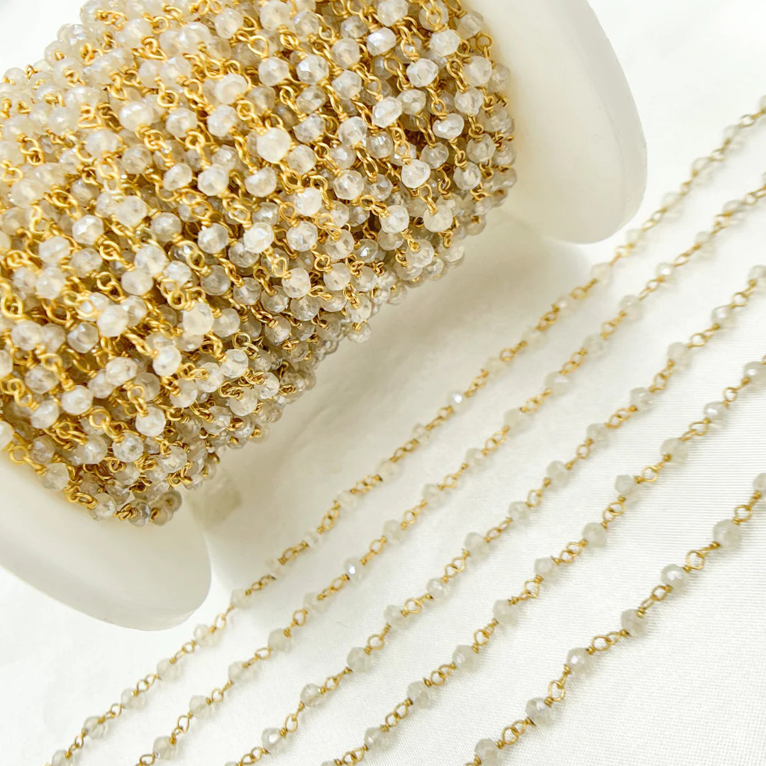 Coated White Topaz Gold Plated Wire Chain. TOP7