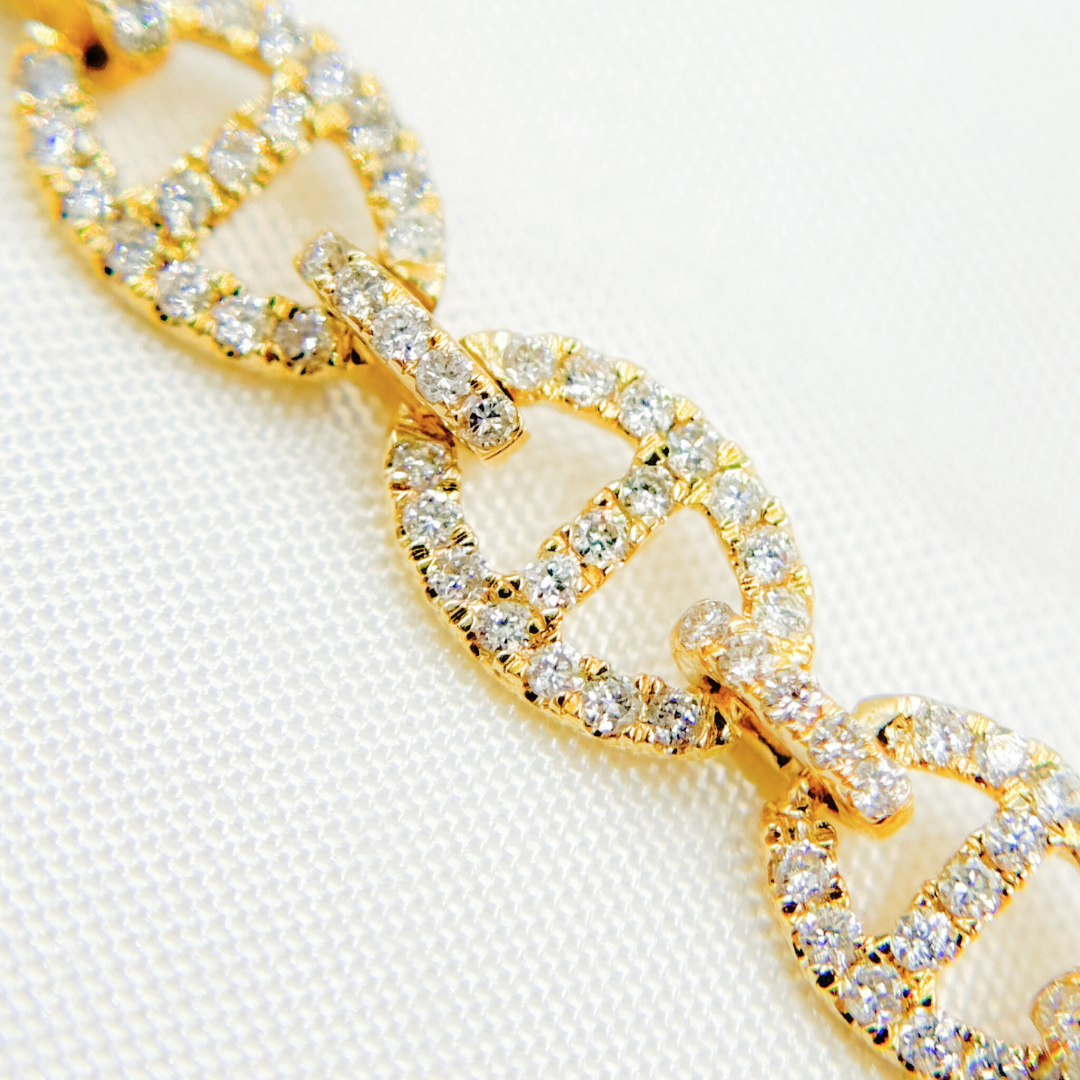 14k Solid Gold Marina Diamond Link Bracelet. BFF60701