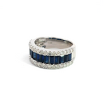 Load image into Gallery viewer, 14k Solid Gold Blue Sapphire and Diamond Eternity Band Ring.