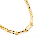 Load image into Gallery viewer, 14K Solid Gold Hollow Flat Paperclip Link Necklace