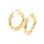 Load image into Gallery viewer, Solid Gold Fancy Twisted Hollow Hoop Earrings