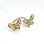 Load image into Gallery viewer, 14k Solid Gold Diamond Butterfly Ring.