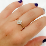Load image into Gallery viewer, 14k Solid Gold Diamond Flower Ring.