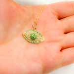 Load image into Gallery viewer, 14K Solid Gold Evil Eye Charm with Diamonds and Gemstones. GDP532