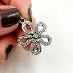 Load image into Gallery viewer, DP513. Diamond Sterling Silver Flower Pendant with Gemstone
