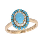 Load image into Gallery viewer, CR96844TQ7X518K. 18K Solid Gold Diamond and Turquoise Ring