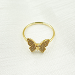 Load image into Gallery viewer, 14K Solid Gold Diamond Butterfly Ring