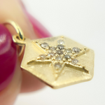 Load image into Gallery viewer, GDP426. 14K Solid Gold Diamond Hexagon Charm with Star in the Center
