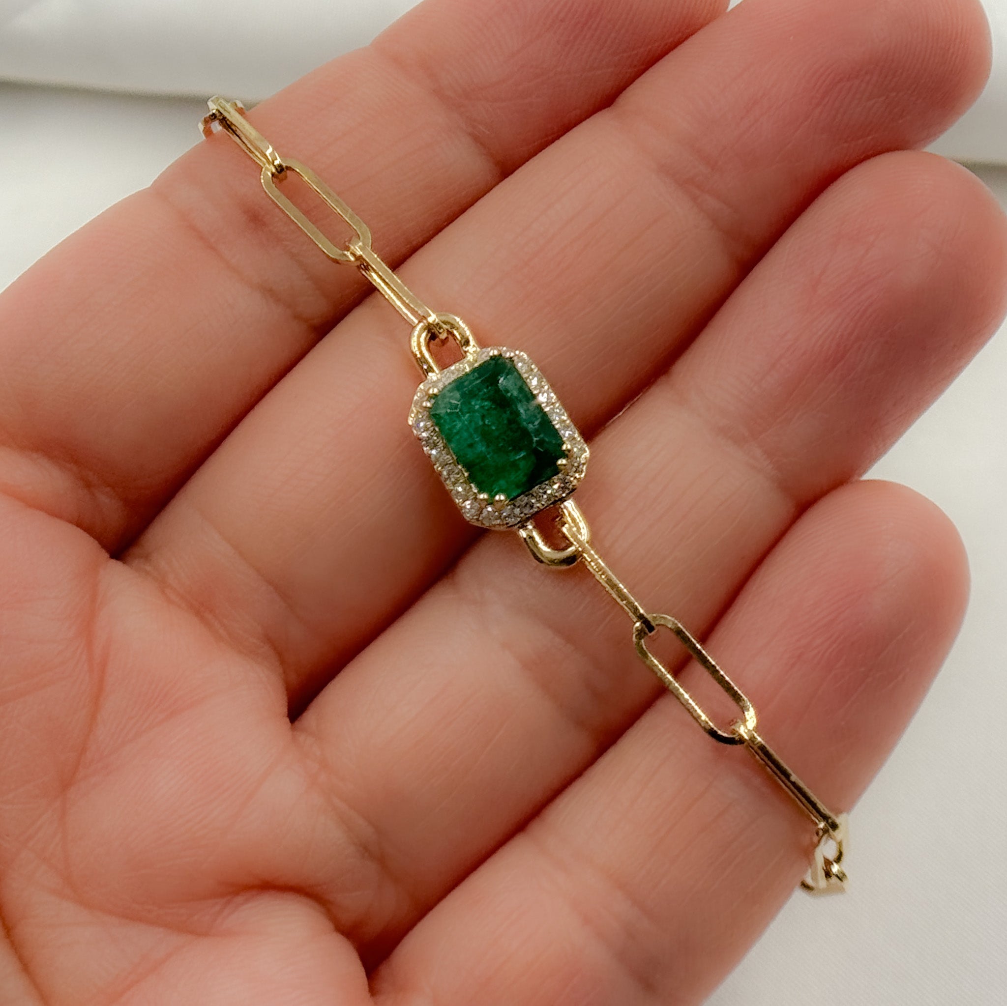 14k Solid Gold Diamond and Gemstone Bracelet