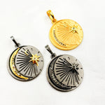 Load image into Gallery viewer, DP761. Diamond Sterling Silver Moon & Star Round Pendant
