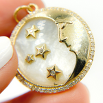 Load image into Gallery viewer, KG134. 14K Solid Gold Circle Charm with Moon & Stars