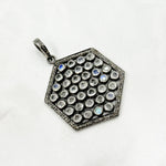 Load image into Gallery viewer, DSP011. Diamond Silver Hexagon Gemstone Pendant