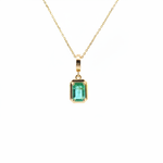 Load image into Gallery viewer, CMZ00366EM6X4. 14K Solid Gold Rectangular-Shaped Emerald Charm