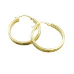 Load image into Gallery viewer, GER68. 14K Gold Flat Round Hollow Hoop Earrings with Texture