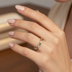 Load image into Gallery viewer, RAC02421EM. 14K Solid Gold Diamond and Emerald Ring