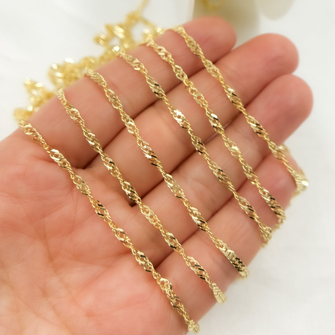 14K Solid Yellow Gold Singapore Chain