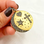 Load image into Gallery viewer, DP404. Diamond Sterling Silver Round Star, Heart & Cross Pendant