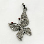 Load image into Gallery viewer, DP380. Diamond Sterling Silver Butterfly Pendant with Gemstone